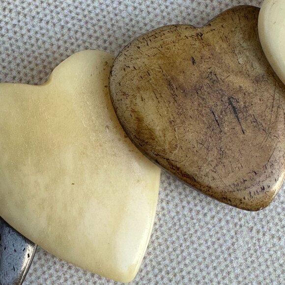 Vintage Horn Statement Necklace, Graduated Brown & Cream Panels, African Tribal - Picture 5 of 9